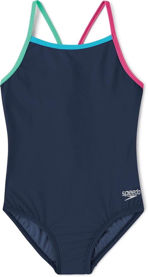 Speedo Girls' Swimsuit One Piece Thin Straps Paradise Green