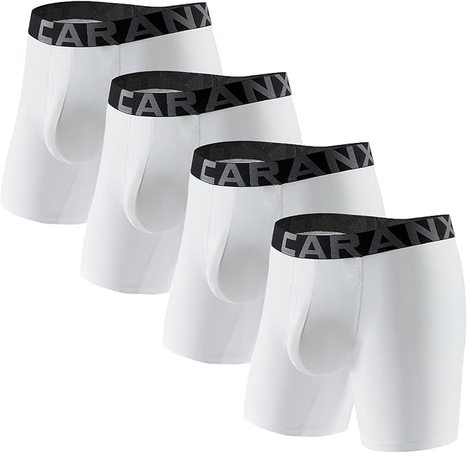 CARANXTEX Mens Underwear Boxer Briefs 4 Pack Moisture Wicking Mesh Boxer Br