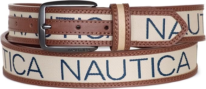 NAUTICA Men's Fashion Signature & Casual Overlay Leather Belts - Size 40