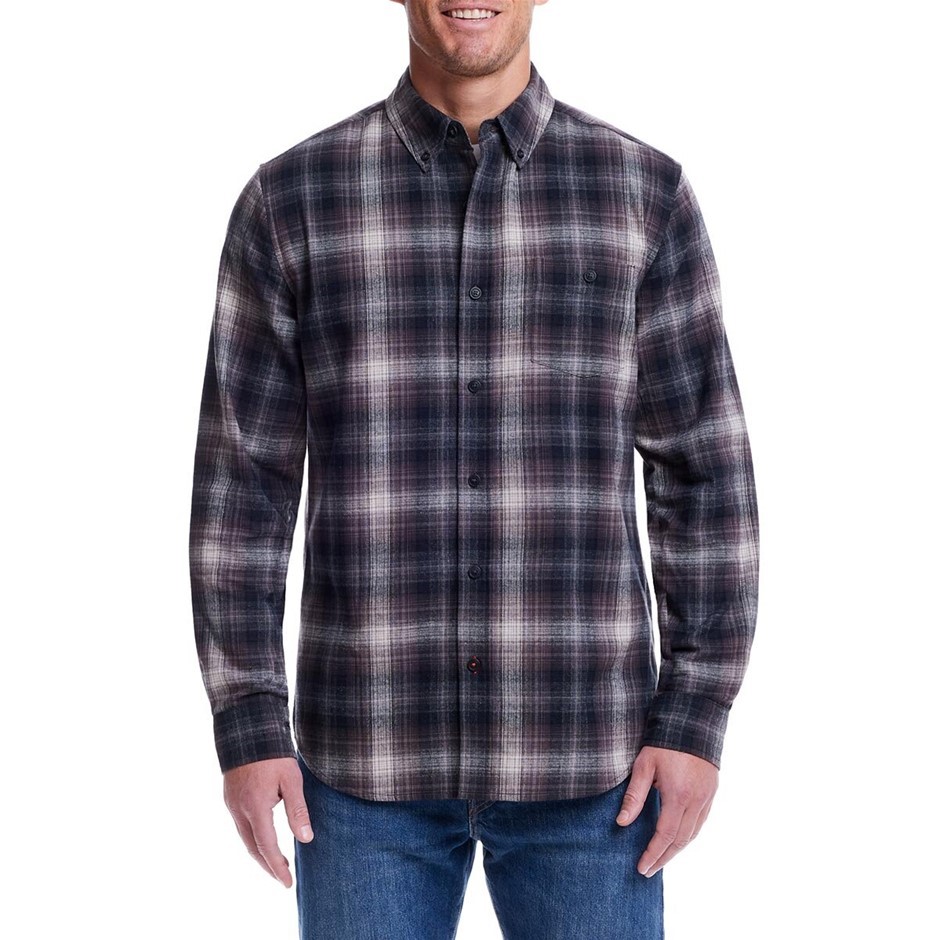 WEATHERPROOF Men's Flannel Shirt, Size L, 60% Cotton, Bristol Black.