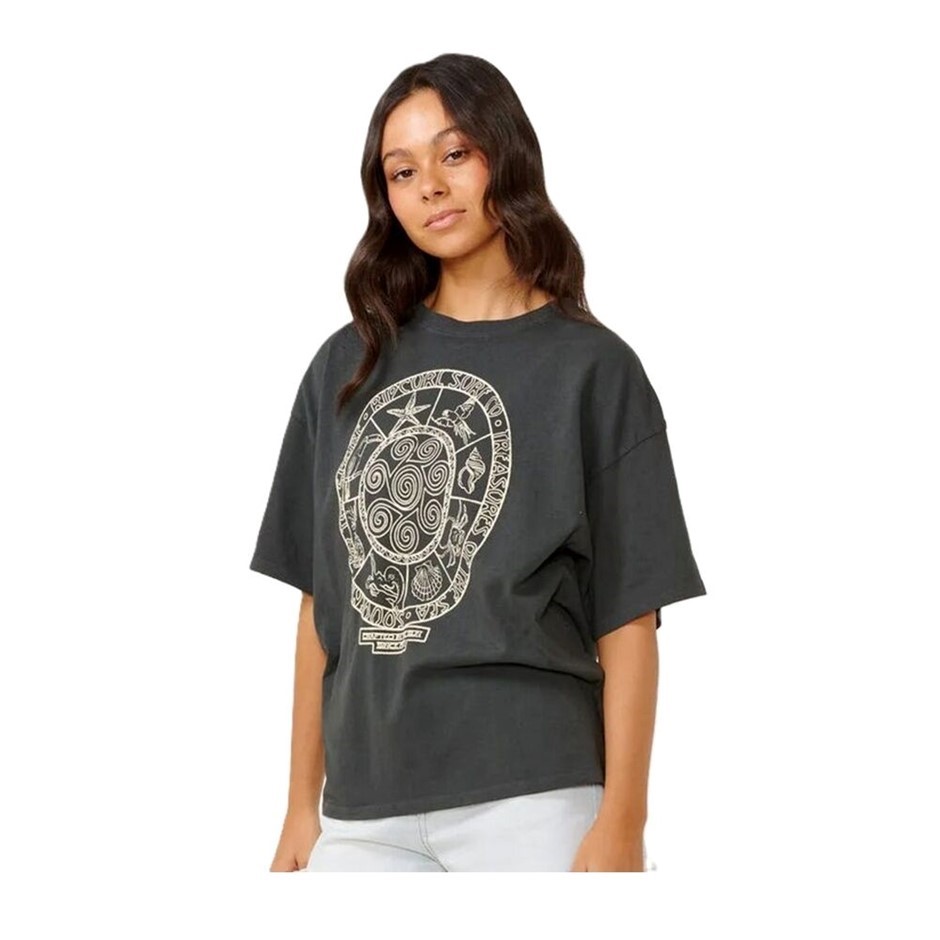 RIP CURL Women's Souvenirs Heritage Tee - Washed Black, Size XS Buyers Not