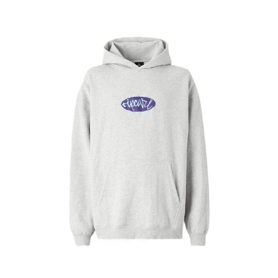 RIP CURL Boy's Script Hoodie with Kanga Pocket - Light Grey Marle, Size 10.