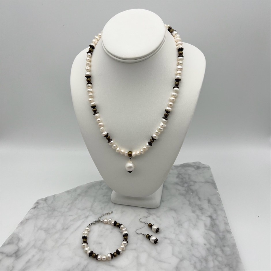 6-10mm Round Frosted Black Stone & Black Agate Beaded Gemstone Set