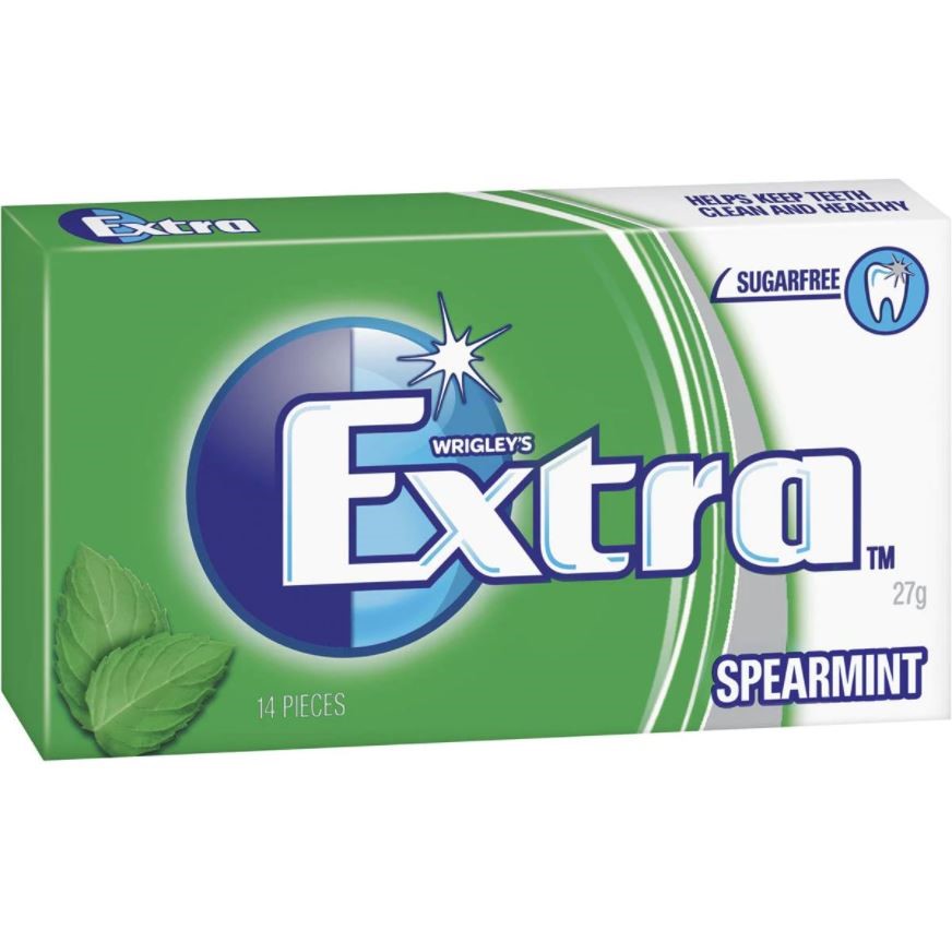 29 x WRIGGLEY'S EXTRA Sugarfree Chewing Gum, Spearmint, 27g.