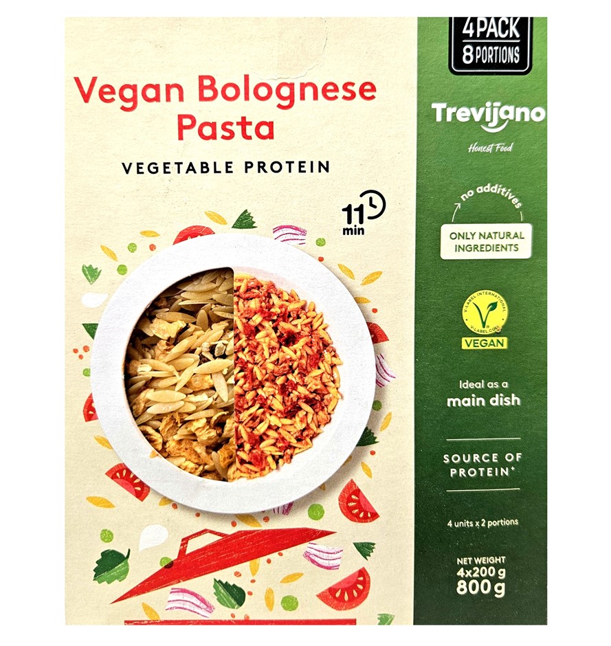 10 x TREVIJANO Vegan Bolognese Pasta, 800g.