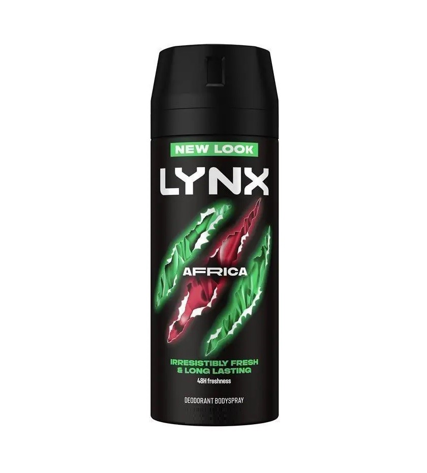 5 x LYNX Men's Africa Body 48H Fresh Sprays Deodorant Aerosol Cans, 200ml.