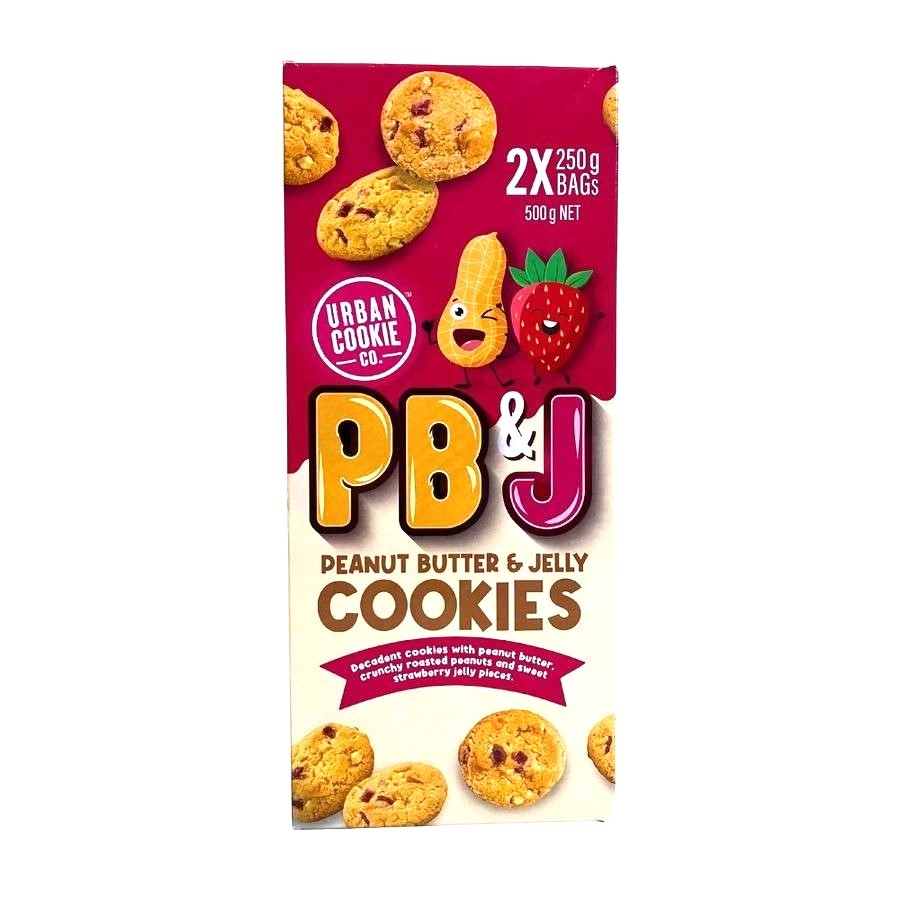 3 x URBAN COOKIE CO. PB&J Cookies, 500g. N.B: Damaged packaging.