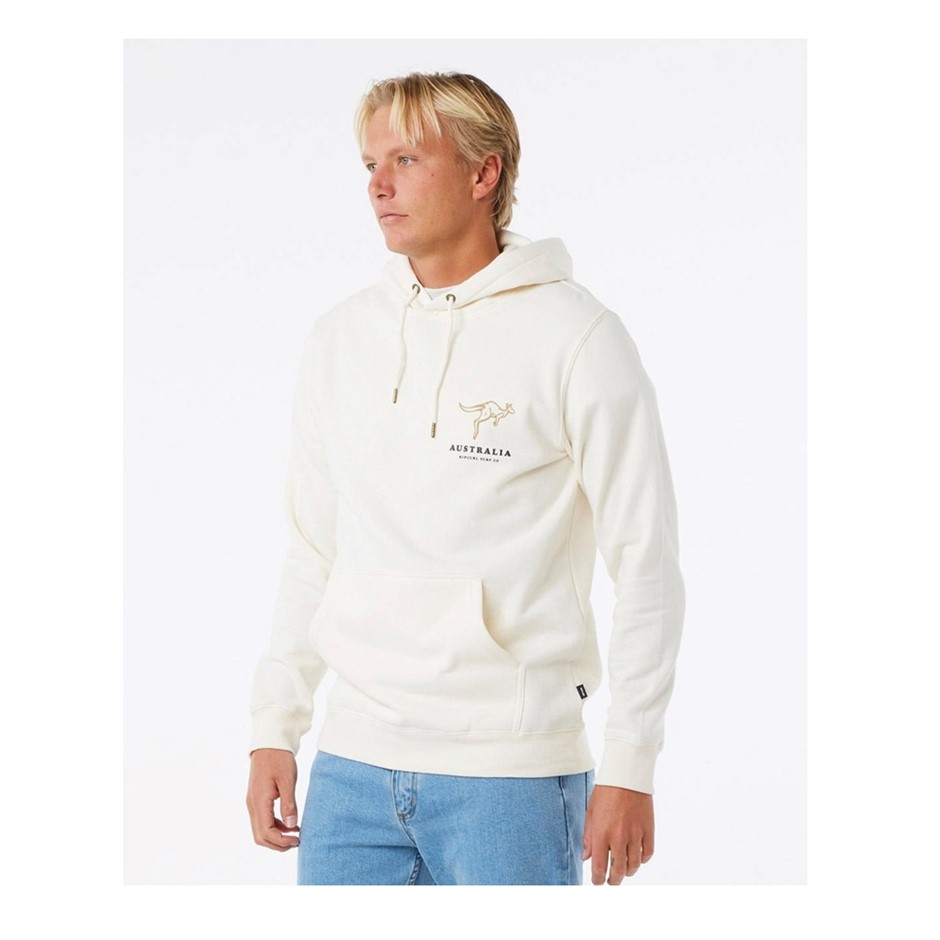 RIP CURL Road Trip Fleece Hoodie, Size L, Australia - Bone (3021). RRP: $89