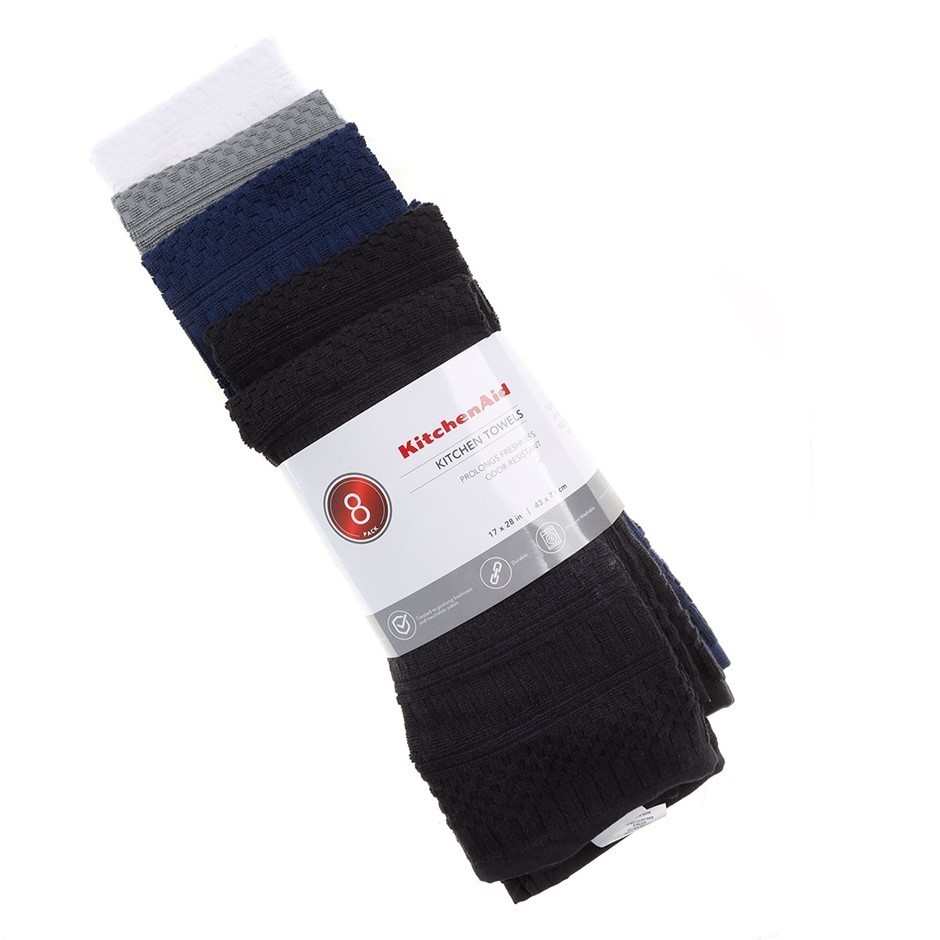 KITCHENAID 8pk Kitchen Towels, Multi Coloured. NB: Colours may vary from im