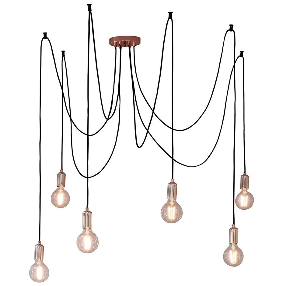 HUDSON LIVING Studio 6 LED Pendant Light, E27, Copper. NB: Retail return.
