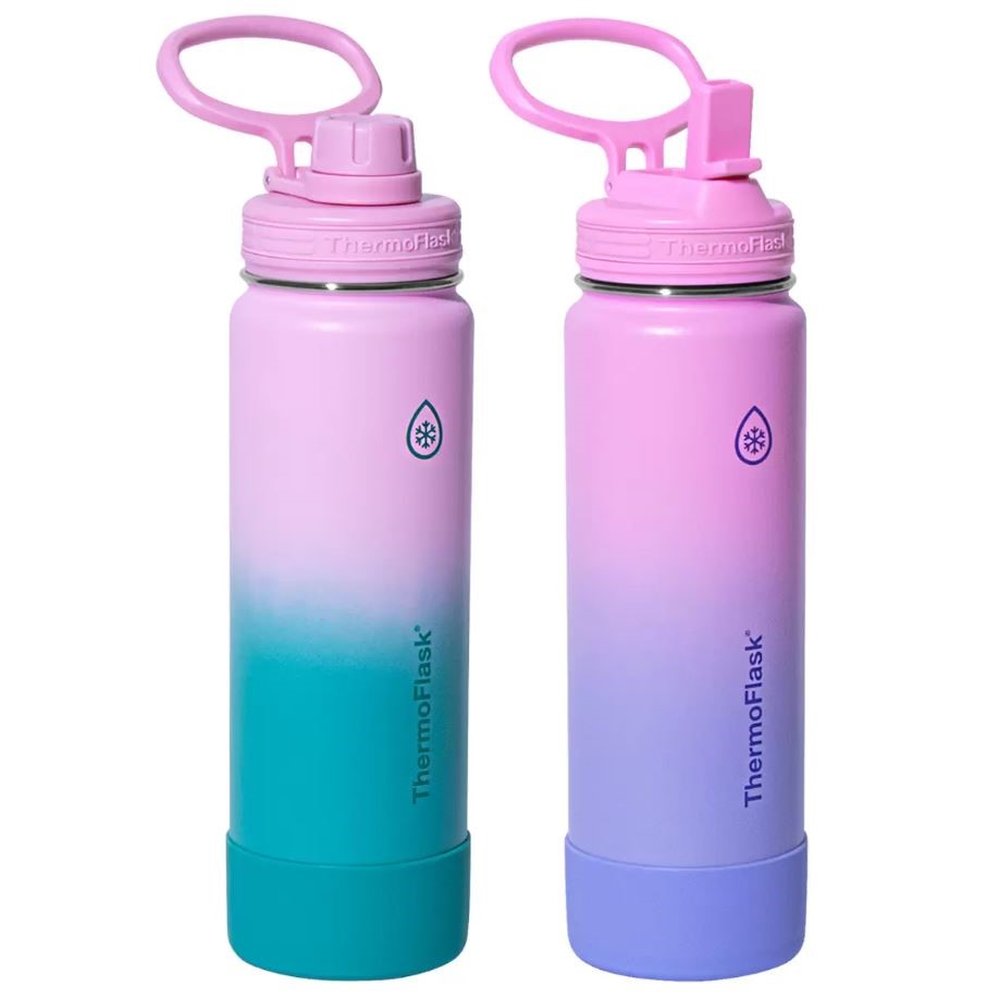 THERMOFLASK 2pc Ombre Stainless Steel Drinking Bottles, Pink Green & Purple