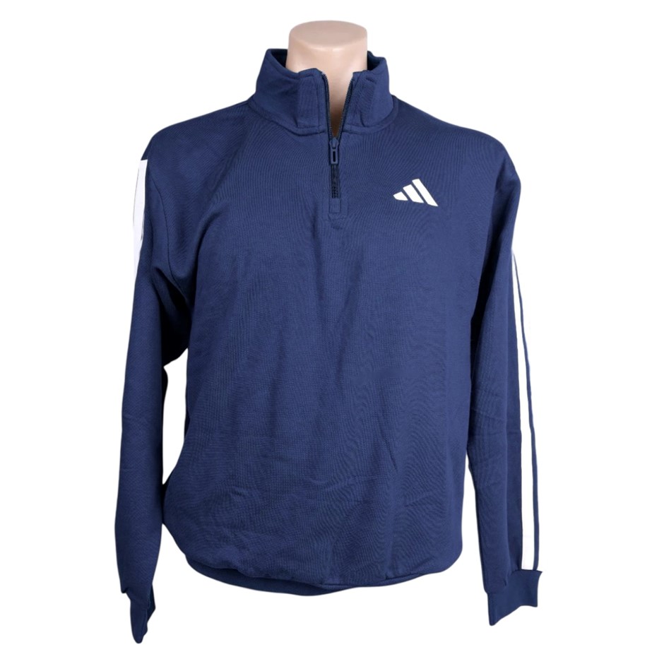 ADIDAS Men's Fleece 3S 1/4 Zip Sweater, Size AU L, 70% Cotton, Dark Blue, J