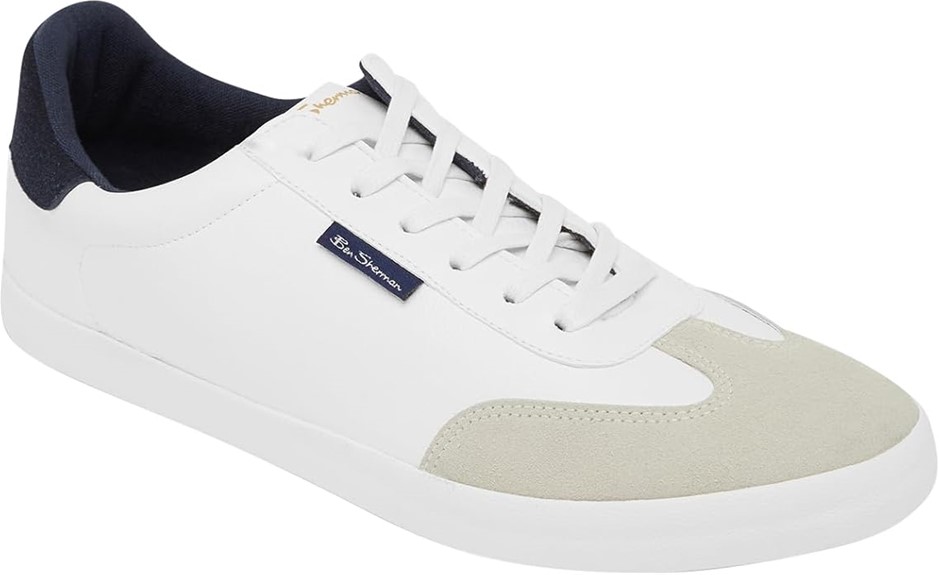 BEN SHERMAN Men's Fenton Trainer, White Navy, 12 US