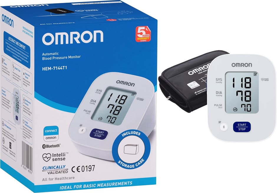 OMRON HEM7144T1 Upper Arm Blood Pressure Monitor with Bluetooth & Wide Rang