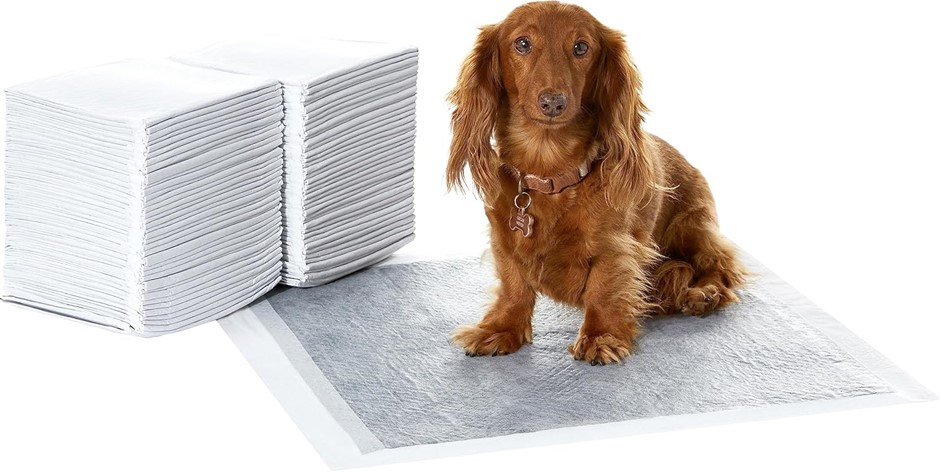 AMAZON BASICS Dog & Puppy Pee Pads, 5-Layer Leak-Proof, Quick-Dry with Odor