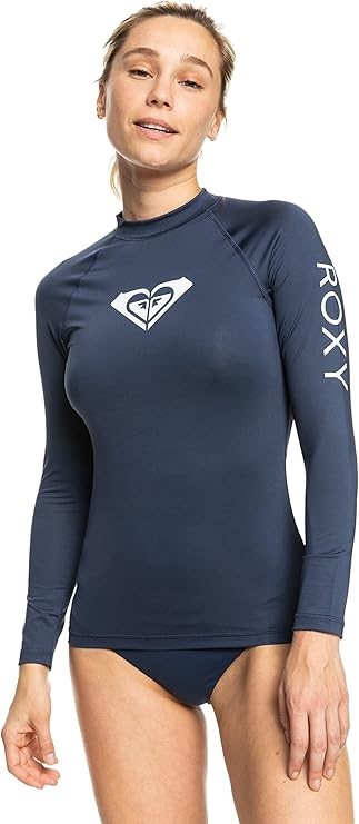 ROXY Women's WholeHearted LS Swim Top, Size S (AU8), Mood Indigo (BSP0), ER