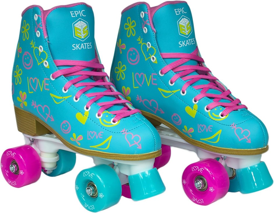 Epic Splash High-Top Indoor/Outdoor Quad Roller Skates w/ 2 pr of Laces (Pi