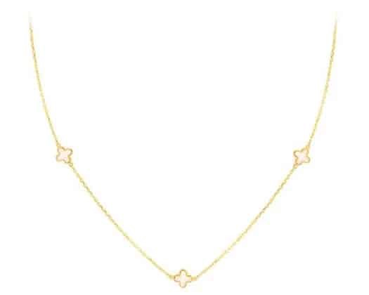 9K YELLOW GOLD 3 MOP PETAL NECKLACE 41-43cm