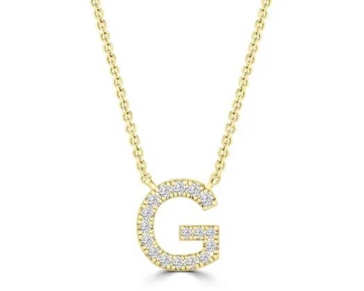 9K YELLOW GOLD 'G' 0.09 HI I1 DIAMOND NECKLACE 40+5cm