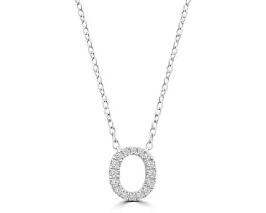 9K WHITE GOLD 'O' 0.09 HI I1 DIAMOND NECKLACE 40+5cm