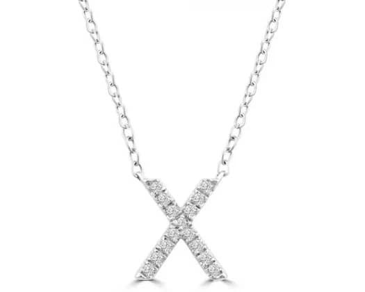 9K WHITE GOLD 'X' 0.06 HI I1 DIAMOND NECKLACE 40+5cm