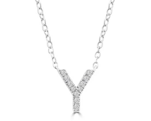 9K WHITE GOLD 'Y' 0.06 HI I1 DIAMOND NECKLACE 40+5cm