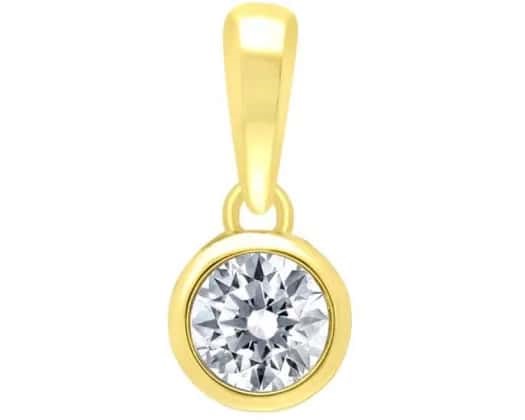9K Yellow Gold 0.15ct HI I1 DIAMOND BEZEL PENDANT