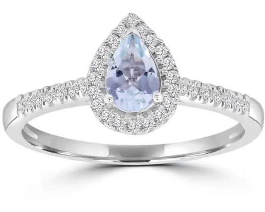 9K WH GLD 0.15CT HI I1 DIAMOND AQUAMARINE RING