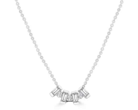 9K WHITE GOLD 0.10ct HI I1 DIAMOND NECKLACE 40+5cm