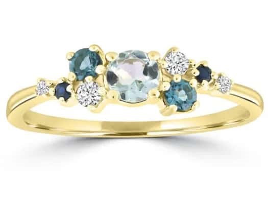 9K Yellow Gold 0.08CT HI I1 DIAMOND TOPAZ RING