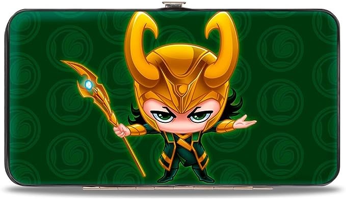 BUCKLE-DOWN Hinged Wallet, Thor Loki Green.