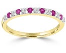 9K Yellow GOLD 0.15CT HI I1 DIAMOND RUBY RING