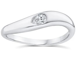 9K WHITE GOLD 0.12ct F VS LAB DIAMOND PEAR WAVE RING