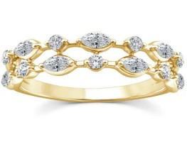9K YELLOW GOLD 0.40ct F VS LAB DIAMOND DAINTY DOUBLE RING