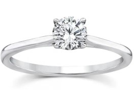 9K WHITE GOLD 0.50ct F VS LAB DIAMOND RND 4 CLAW RING