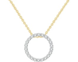 9K YELLOW GOLD 0.25ct F VS LAB DIAMOND CIRCLE NECKLACE 40+5cm