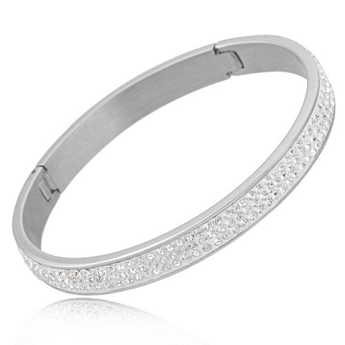 Clear Stainless Steel Bangle Featuring 200+ Stunning Crystals - missing cry