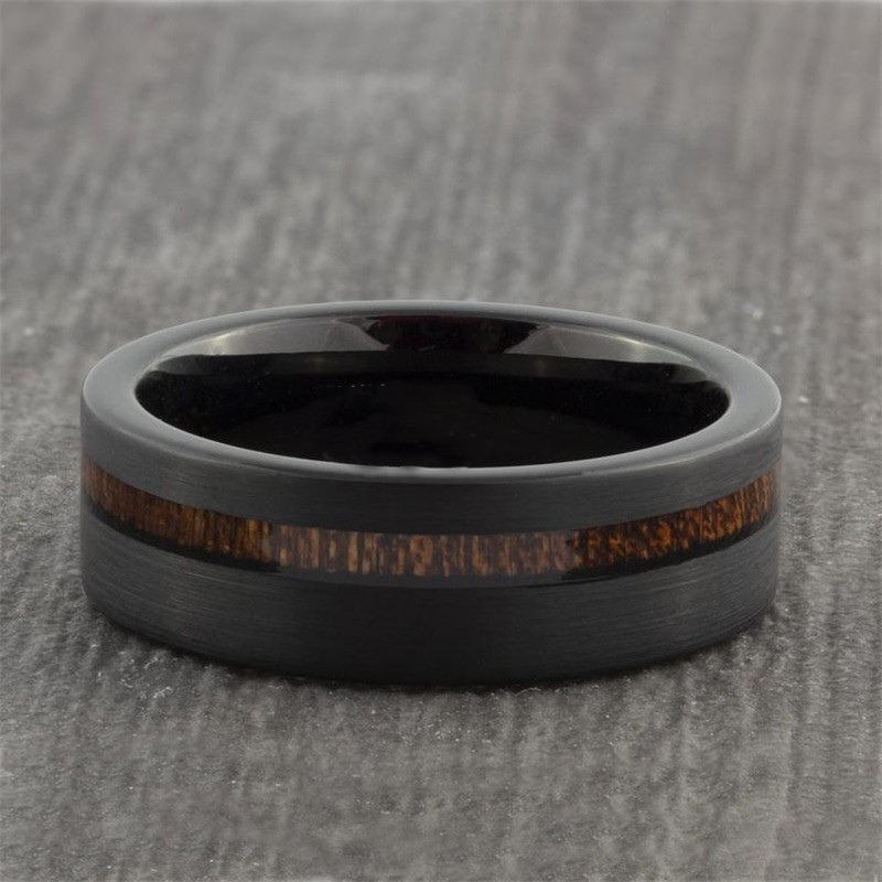 Black with Brown Ridge Men's Ring - US Size 11