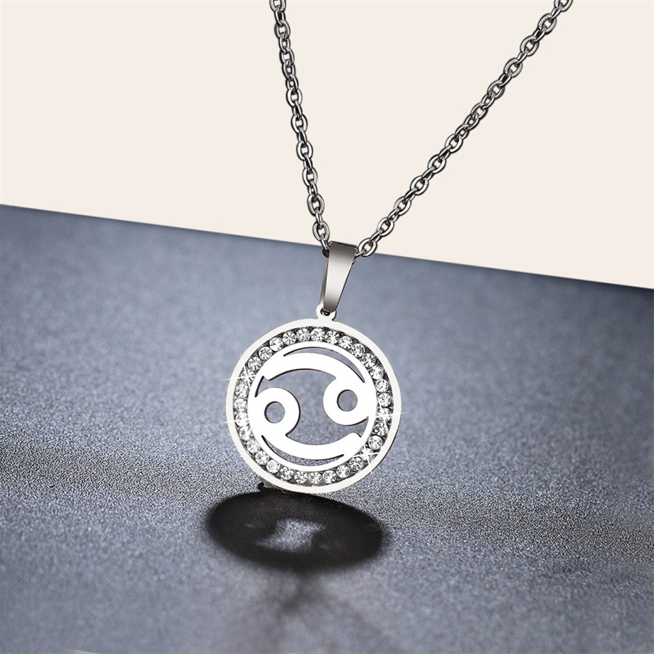 Simulated Diamond Zodiac Necklace - CANCER