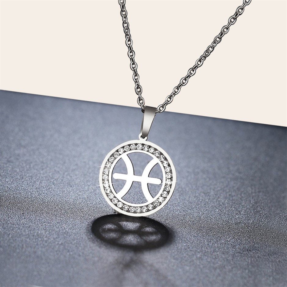 Simulated Diamond Zodiac Necklace - PISCES