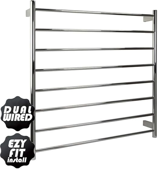 EZY FIT Heated Towel Rail - Round Tube - Dual Wired - (W900mm x H920mm) - P