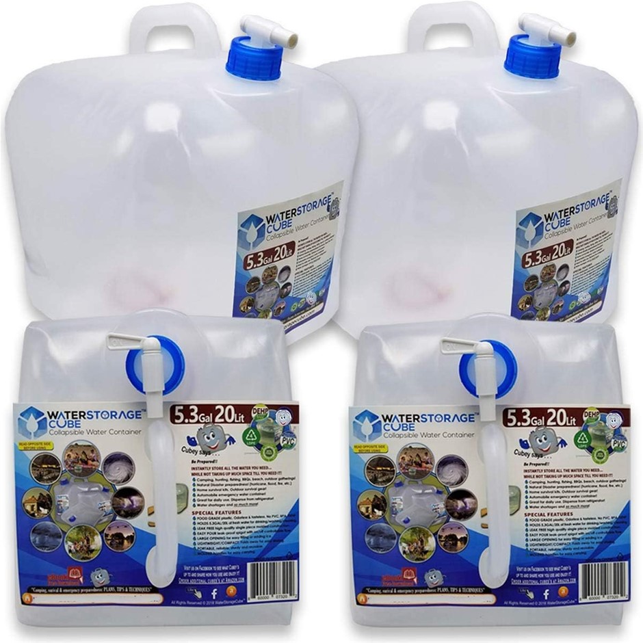 WaterStorageCube BPA-Free Collapsible Water Container with Spigot, Foldable