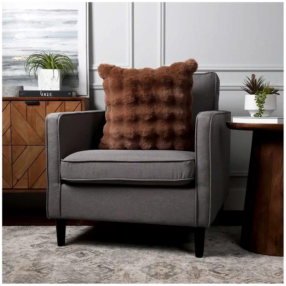 2 x House & Home Luxe Faux Fur Cushion 55 x 55cm Light Brown