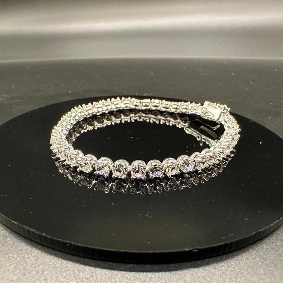 Designer Simulated Diamond Tennis Bracelet in Silver
