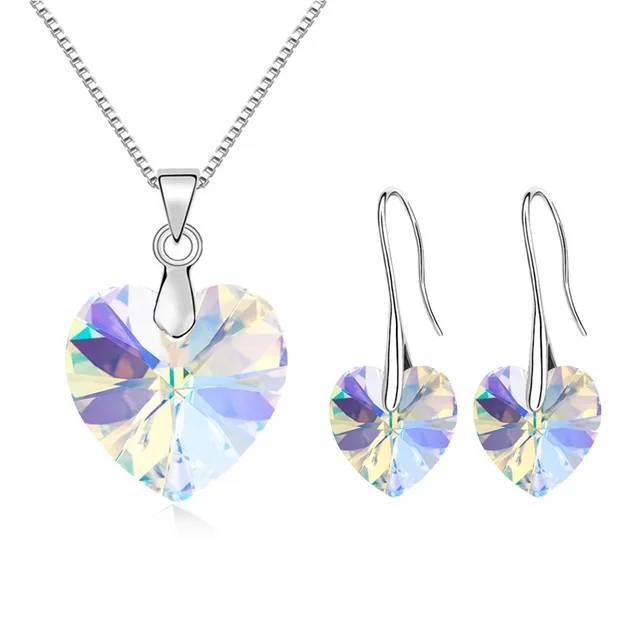 Designer Love Heart Necklace & Earring Set in Silver