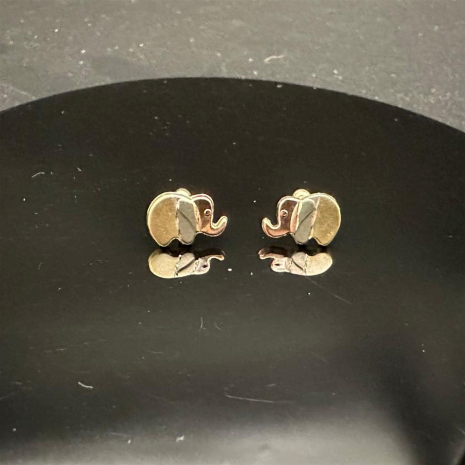 Last Piece - Minimalist Elephant Earrings in 3 Tone