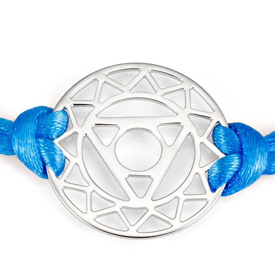Solid 925 Sterling Silver Chakra Bracelet - Throat Chakra