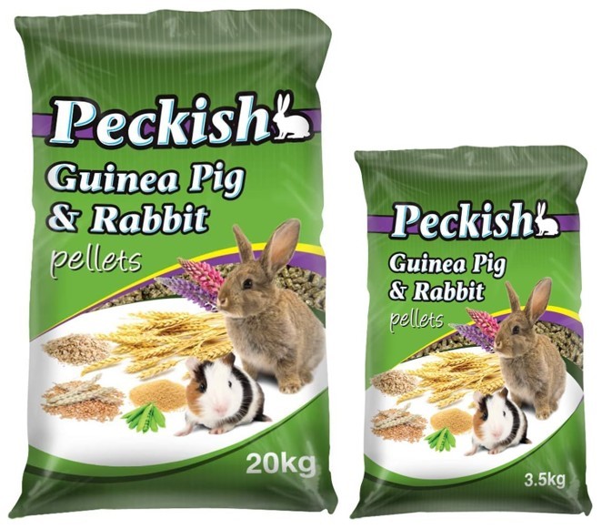 2 x PECKISH Guinea Pig & Rabbit Pellet Bags Including the 20kg & 3.5kg. NB: