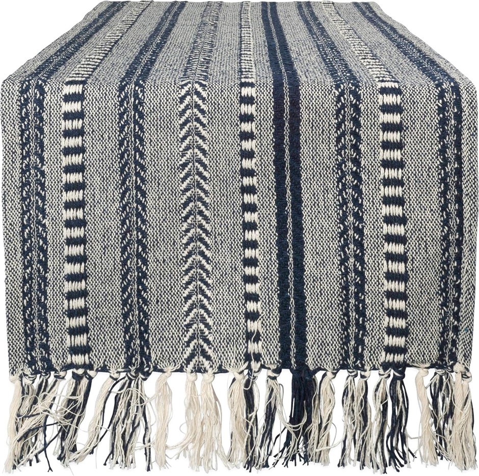 DII Farmhouse Braided Stripe Table Runner Collection, 38.1x182.9cm (38.1x19