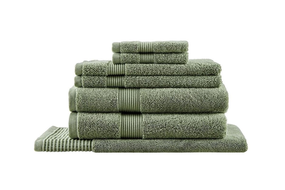OVELA 7 Piece 550GSM Cotten Bath Towel Set (Sea Grass).